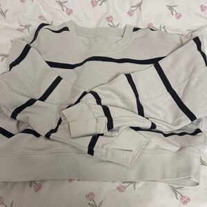 Lululemon Striped Cream and Black Sweatshirt
